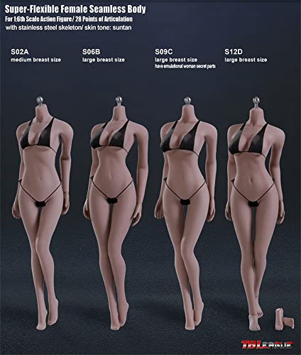 VUSLB 1/6 Scale 12 inch Female Super Flexible Seamless Figure Body, Standard Body Type, Minature Collectible Action Figures (Suntan Skin, S09C)