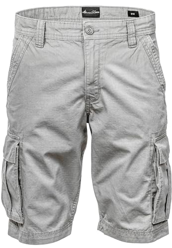 Amaci&Sons Herren Cargoshorts Männer Kurze Bermuda Hose Regular Fit 7027 Hellgrau W32