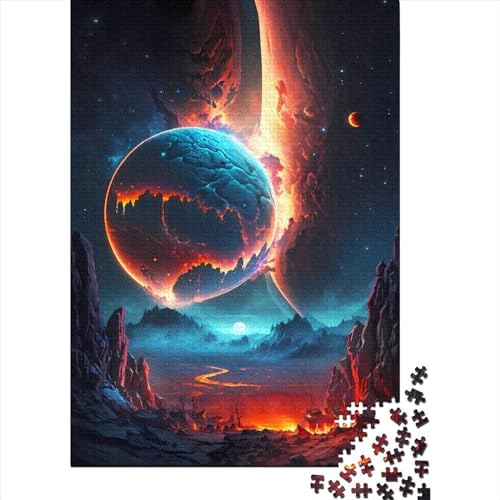 Kunstpuzzle für Erwachsene, 1000 Teile, Lava Planet Cosmos, lustige Puzzles für Erwachsene, 1000-teiliges großes Holzpuzzle für Erwachsene (Größe 29,53 x 19,69 Zoll)