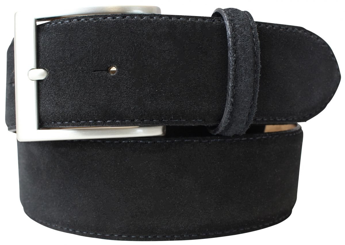 BELTINGER Gürtel aus Veloursleder 4 cm | Hochwertiger Velour-Ledergürtel für Herren 40mm | Herren-Gürtel Wildleder-Gürtel 4cm | Schwarz 100cm