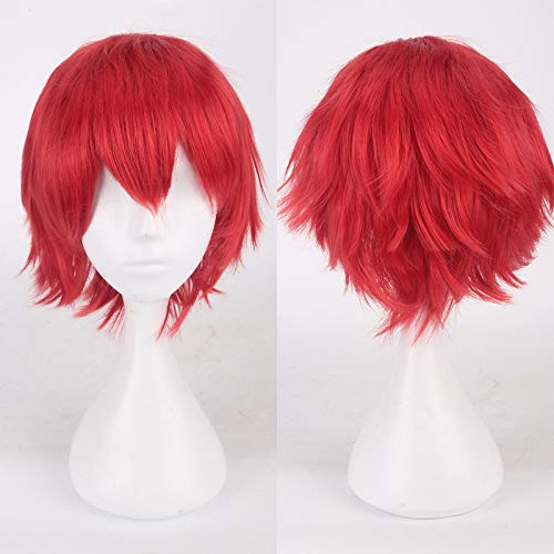 LINLINCD-Wig Anime Cosplay Perücke for Fasching Nachtleben CluI Party Dress Up Perücke Cosplay Anime Perücke Universal Farbe Harajuku Anti-Curled Herren Kurzhaar Anti-Curled Stil