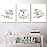 Kindergarten Koala Wand Bilder Wand Bilder Leinwand Bild Nordic Cartoon Poster Und Kunstdrucke Wandbilder Baby Kinderzimmer Dekoration Rahmenlos 60×80cm×3pcs