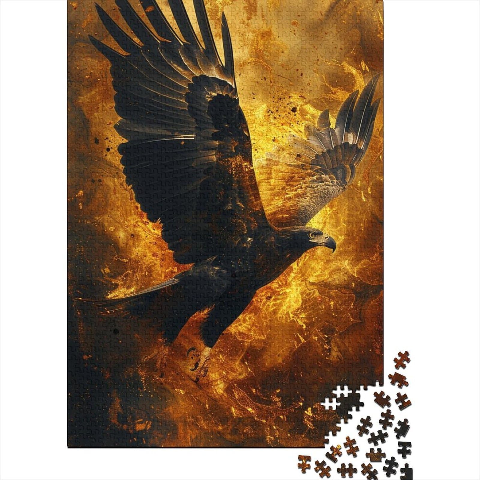 Kunstpuzzle für Erwachsene, 1000 Teile, farbenfrohes Adler-Holzpuzzle, Erwachsenenpuzzle für anspruchsvolles Puzzlespiel und Familienspiel 29,53x19,69 Zoll