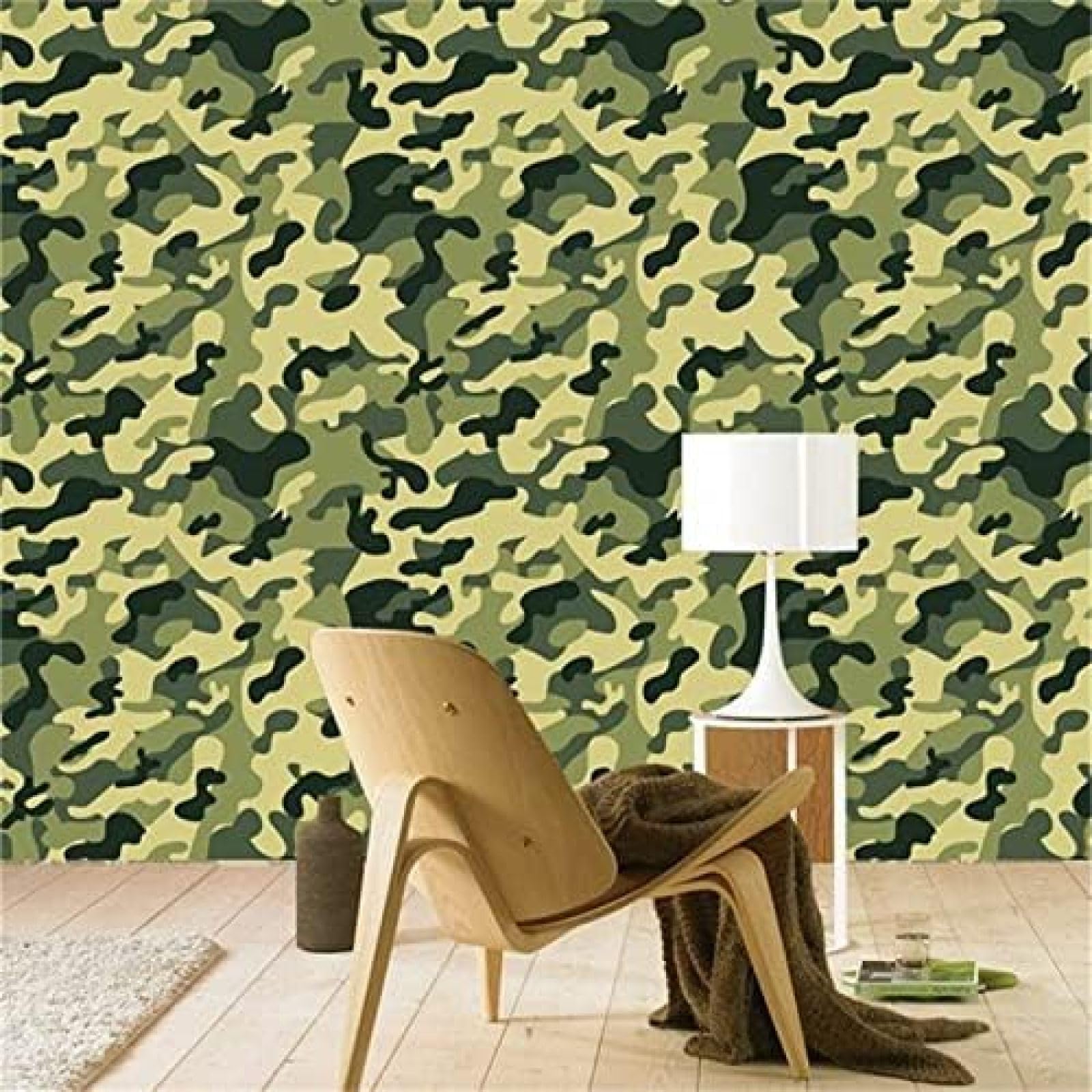 XLMING Grünes Camouflage-Muster 3D Tapete Wohnzimmer Sofa Schlafzimmer Esszimmer Home Dekoration Wand-300cm×210cm