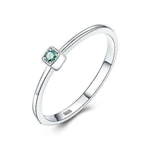 NOURIS Daumenring, Damenringe aus 925er Sterlingsilber, minimalistischer Ring mit synthetischen Steinen for Verlobungsversprechen, Hochzeitstag, Band weiblich (Color : Silver, Size : 6)