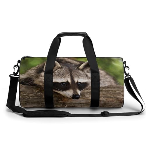 Brauner Waschbär Sport Duffel Bag Sporttasche Reisetasche Handgepäck Tasche Schwimmtasche Weekender Bag 45x23x23cm