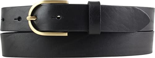 BELTINGER Damen-Gürtel aus Vollrindleder mit goldener Gürtelschnalle 3 cm | Leder-Gürtel für Damen 30mm | Chino-Gürtel | Schwarz 85cm