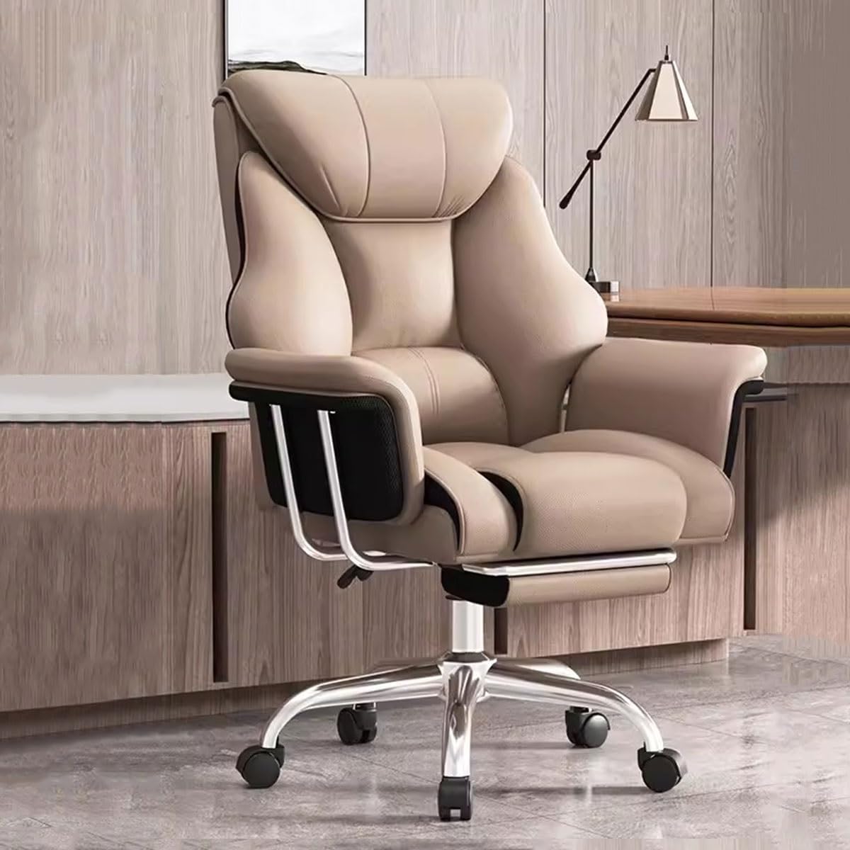 Boss Chair Big and Tall Bürostuhl Gonomic Chefsessel, Drehstuhl mit Rückenlehne, Computerstühle, Gaming-Luxus-Schreibtischstuhl aus Leder mit stabilisierenden Rollen Run forward