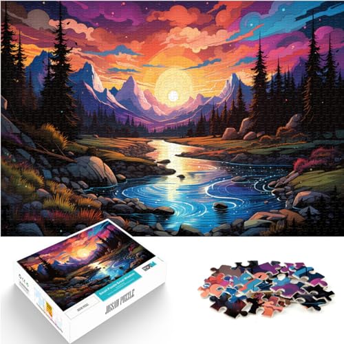 Puzzle-Spiele, farbenfrohe psychedelische Landschaft, 1000 Teile, Puzzle aus Holz, interessantes Puzzle zur Stressreduzierung, 1000 Teile (50 x 75 cm)