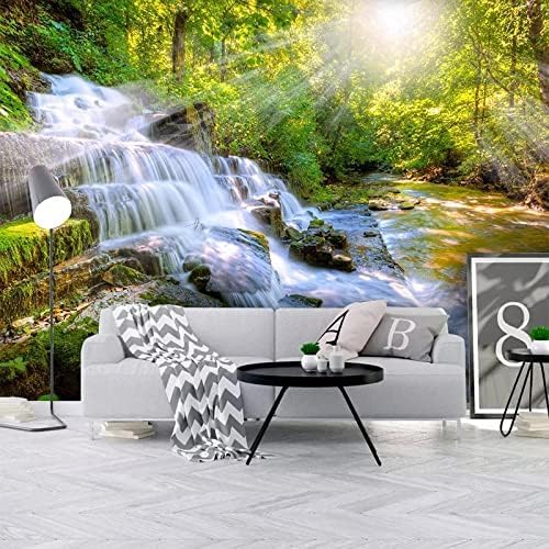 Natur Landschaft Wasserfälle Sonnenschein Wald 3D Tapeten Wanddekoration Fototapete Sofas Wohnzimmer Wandbild Schlafzimmer-350cm×256cm