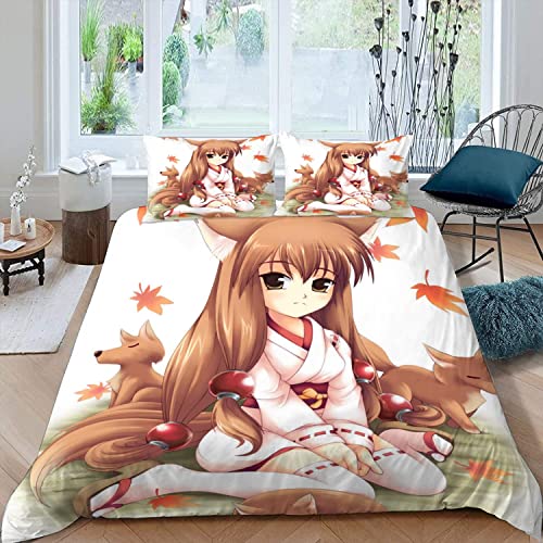 Anime Bettwäsche 155x220 3D Druck Anime Japan Bettwäsche-Sets Manga Anime-Fans Otaku Mikrofaser Bettbezug für Jungen Teenager Bettwaren 3-teilig mit Reißverschluss+2 Kissenbezüge 80x80cm