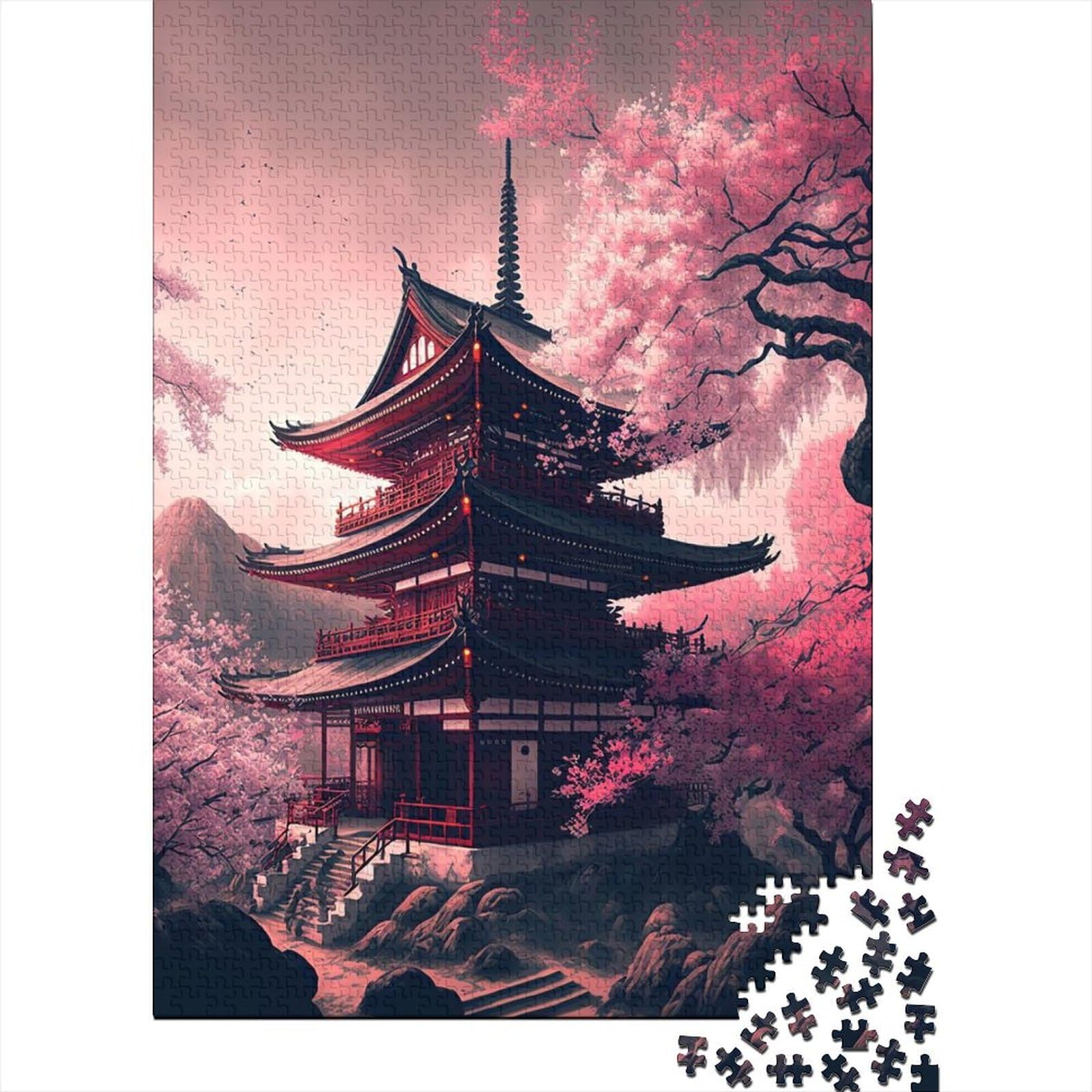 Japanisches Tempel-Puzzle für Erwachsene und Jugendliche, 1000 Teile, Puzzle für Erwachsene, anspruchsvolles Puzzlespiel und Familienspiel, 75 x 50 cm