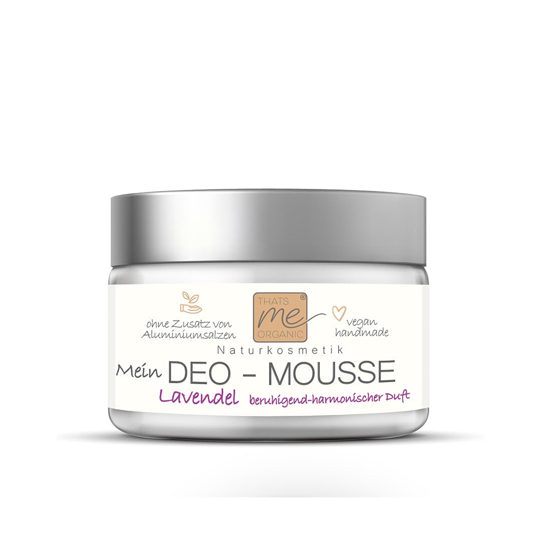 Thats me organic Bio Deo Mousse Lavendel 50ml – veganes Naturkosmetik Deo – Antitranspirant ohne Aluminium – frisches und effektives Deo gegen starkes Schwitzen – Creme Deo