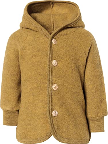 Engel Baby Jacke mit Kapuze Wollfleece, Safran Melange, 86/92