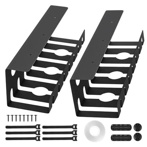 Kabelmanagement unter dem Schreibtisch – praktisches Kabelmanagement-Rack im 2er-Pack, Kabel-Organizer aus Stahl, Kabelmanagement-Rack für Schreibtischkabel/Kabel