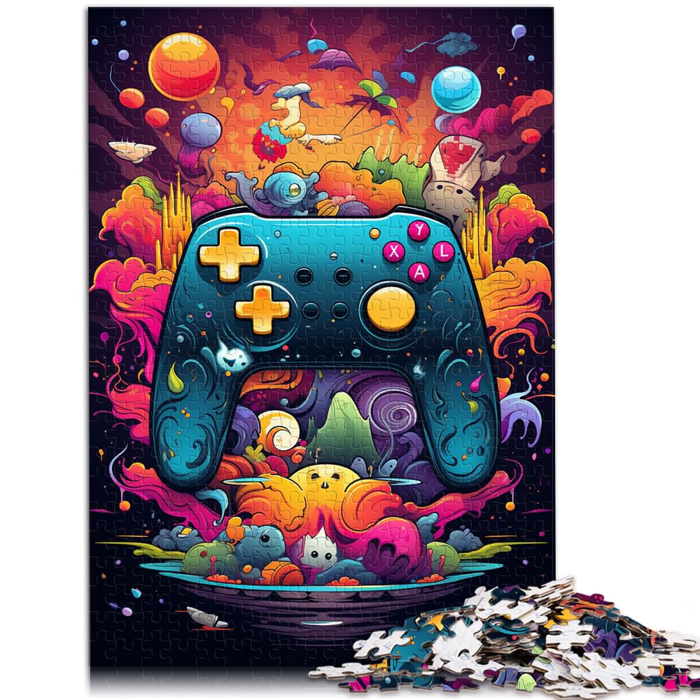 Puzzle | Puzzles, farbenfroher Psychedelischer Gamecontroller, Kunst-Puzzles für Erwachsene, 1000 Teile, Holzpuzzle, 1000 Teile (50 x 75 cm)