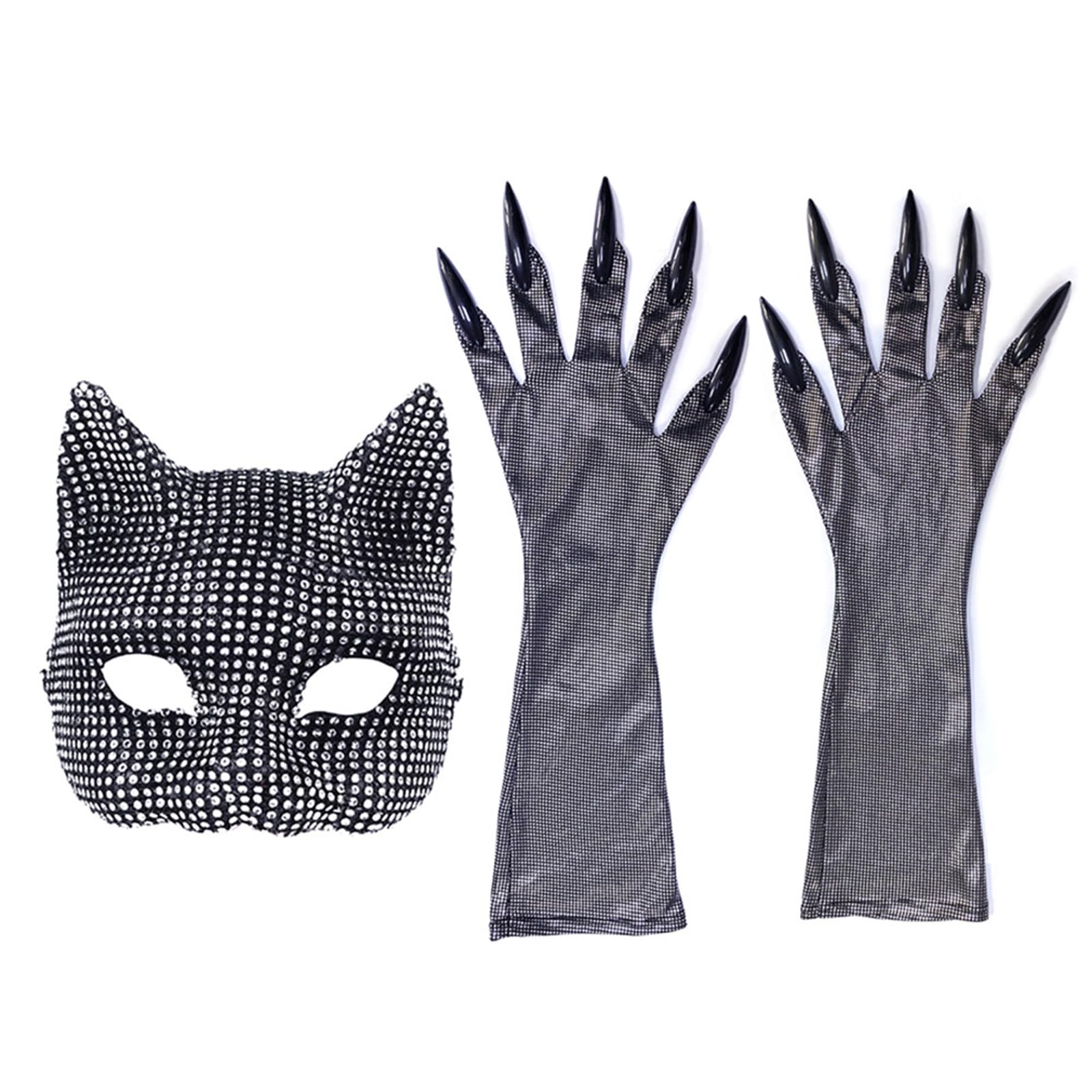 LYBZLJ Katzenmaske Handschuhe Kostüm Catwomen Cosplay Party Kostüm Gesichtsmaske Bühnenauftritte Requisiten Rollenspiel Zubehör Cosplay Kostüm Catwomen Cosplay Set