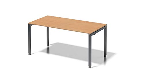 BISLEY Cito Schreibtisch, 650-850 mm höheneinstellbares U, H 19 x B 1600 x T 800 mm, Metall, Bc334 Dekor Buche, Gestell Anthrazitgrau, 80 x 160 x 85 cm