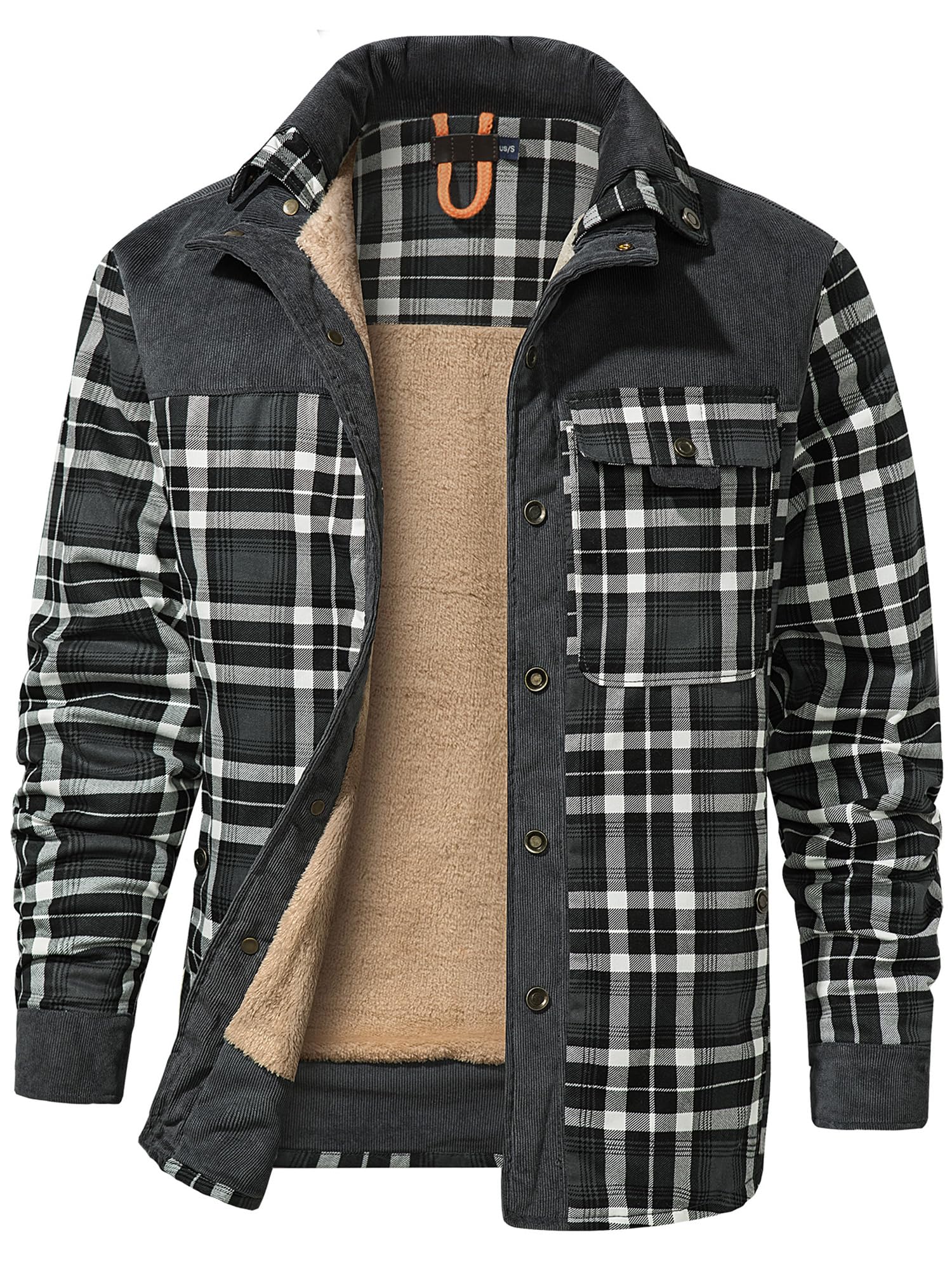 Mr.Stream Herren Thermohemd Flanellhemd Winterjacke Fleecefutter schützendem Innenfutter Holzfällerhemd Arbeitshemd 3251 Gray M