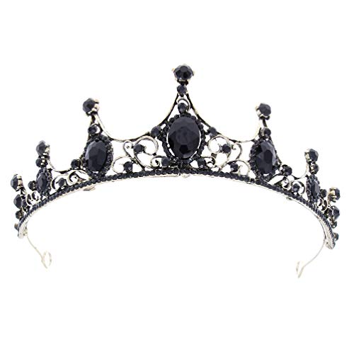 AIHEDOUJ Barocke Krone Kristall Strass Tiara Retro Vintage Kopfschmuck Haarreifen Hochzeit Foto Requisite für Braut Frau Krone Stirnbänder