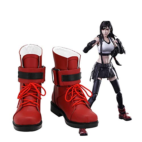 LINLINCD Cosplay wig Final Fantasy Cosplay Tifa Lockhart Schuhe Kostüm Prop Stiefel Halloween Karneval Party Schuhe Custom Made 37 Male Size