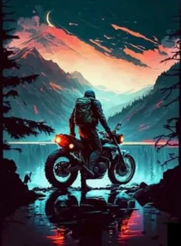 HfmQuisutron Jigsaw Puzzle 1000 Teile Spiel Abstrakte Farbe Motorrad Kunst Poster Holzpuzzle Poster Holz Für Erwachsene Kinder Spiele Lernspielzeug Df155Zq