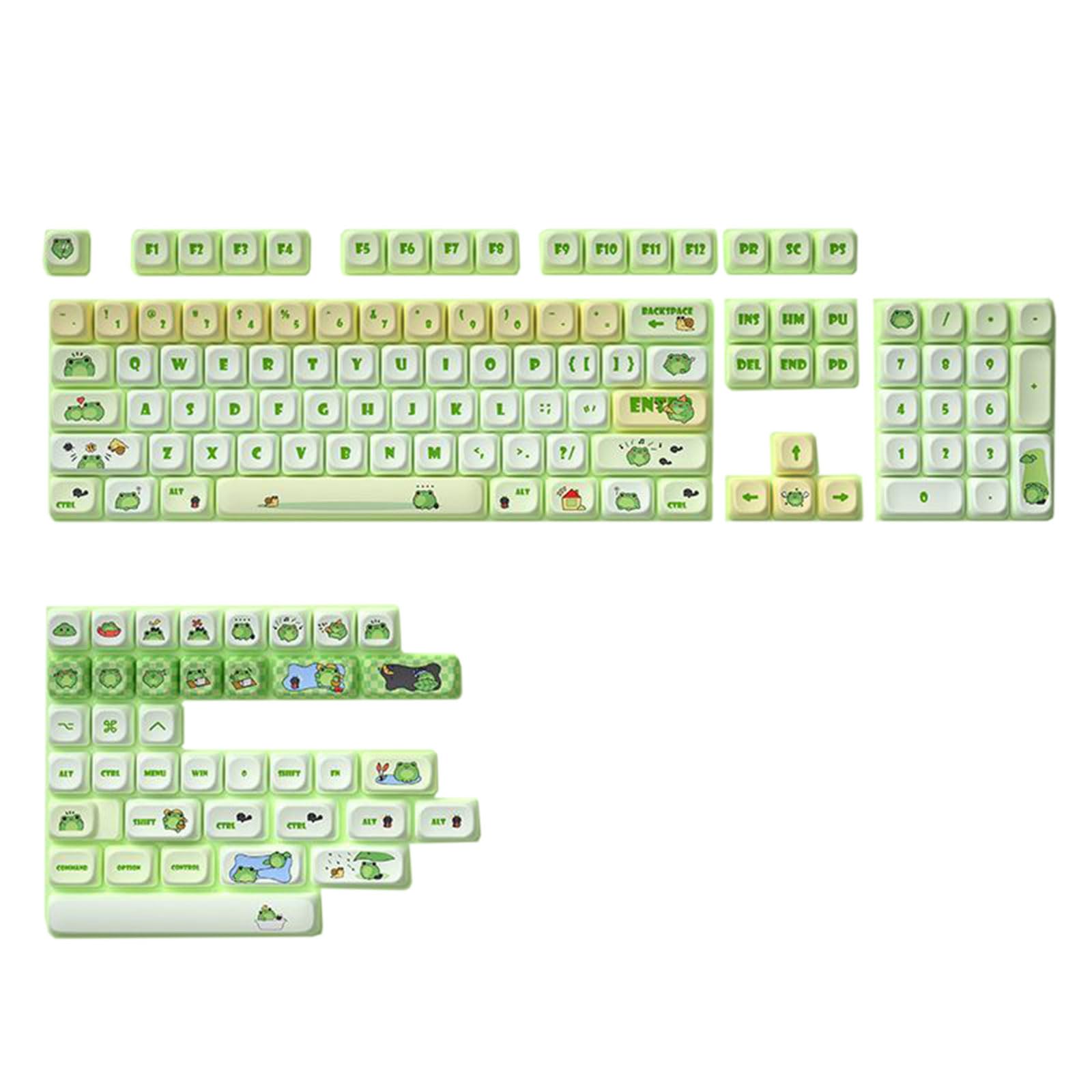 142Keys grüne PBT-Tastenkappen, Farbstoffe, Sub-Tastenkappen für 61/84/87/104 Spiele, mechanische Tastaturen, Schalter