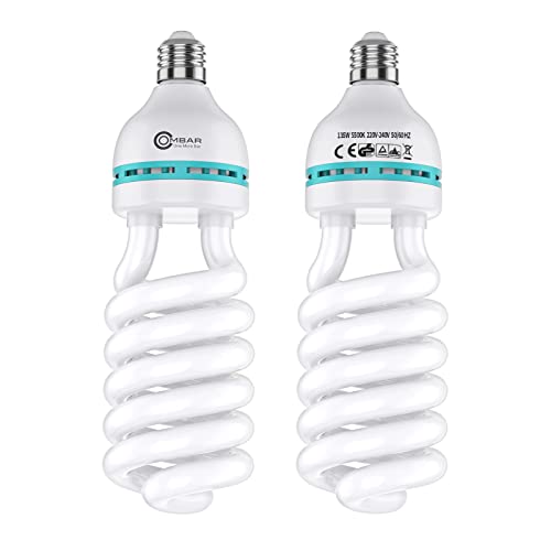 OMBAR Fotolampe Fotoleuchte 2X135W E27 5500K, Energiesparende Fotostudio Bulb, Video Fotografie Daylight Licht Lampe