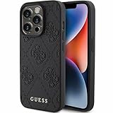 Guess GUHCP15LP4EPMK Hülle für iPhone 15 Pro 6.1" Schwarz hardcase Leather 4G Stamped