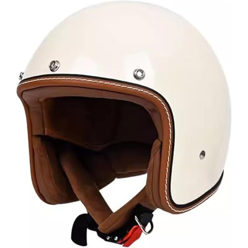 BYFHHHH Jethelm Retrohelm Motorradhelm, ECE Norm Rollerhelm Für Damen Und Herren Im Vintage Look, Motorradhelm Mit Visier Für Damen Herren Erwachsene A,XL=61~62CM