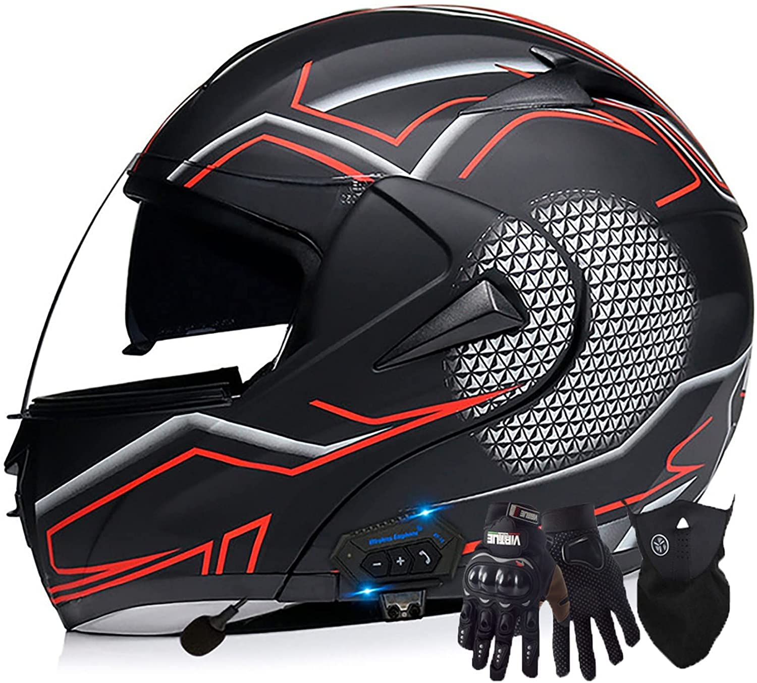 Modulare Motorradhelme Bluetooth Helm DOT/ECE-Zertifizierung Klapphelm Motorradhelme Touring-Helme Integrierter Bluetooth-Kopfhörer Mit Lautsprechern Für Automatisches Beantworten