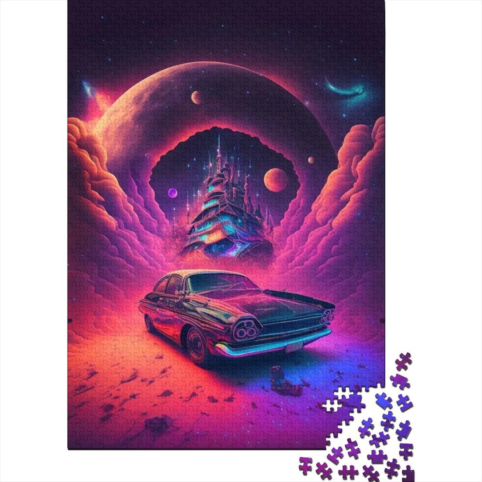 Kunstpuzzle für Erwachsene 1000 Teile, kosmisches Sportauto-Puzzle für Erwachsene, Teenager, schwierige, anspruchsvolle Puzzles 1000 Teile (Größe: 75 x 50 cm)