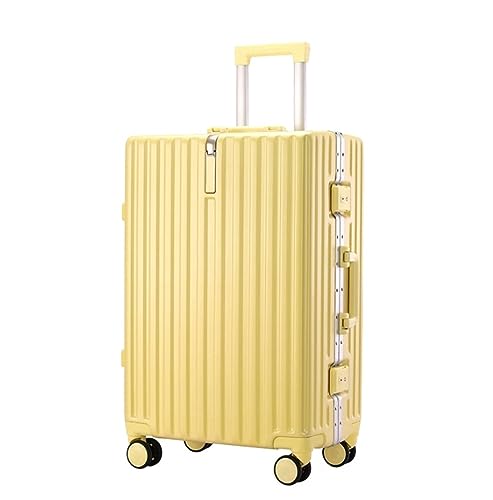 RUVOO Koffer Trolley Reisekoffer Großer Aufbewahrungskoffer, Leichtes ABS-Gepäck, 4 Universalräder, Hartes Boarding-Gepäck Koffer Gepäck Rollkoffer (Color : Yellow, Size : 22 inches)