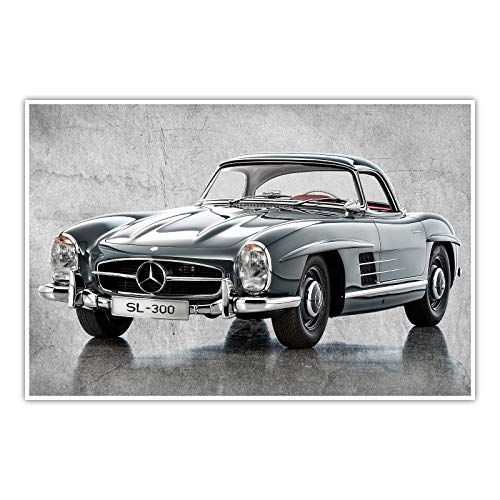 CanvasArts Poster SL 300 - Wandbild Oldtimer Kunstdruck Auto Bilder kompatibel mit Mercedes Benz (140 x 90 cm, Poster)