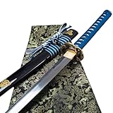 TSIAO CHIH Handgefertigtes Japanisches Samurai-Schwert Flexibles Schlangen Messing Tsuba geschmiedetes gefaltetes Damaskus Stahl Katana echtes Schwert