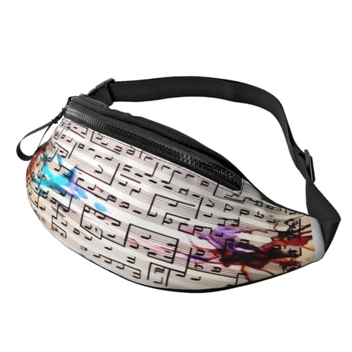 Rainbow Striped Fanny Pack-Lightweight Waist Bag for Travel and Daily Use, Musiknoten-Druck, Einheitsgröße