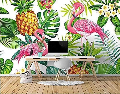 XLMING Handbemalter Tropischer Pflanzenflamingo 3D Tapeten Home Esszimmer Sofa Schlafzimmer Wohnzimmer TV Hintergrund-200cm×140cm