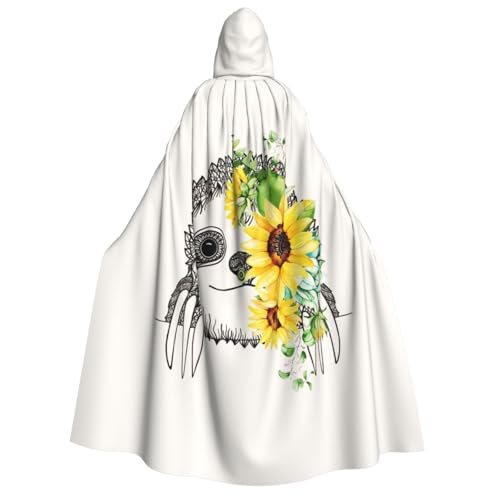 YFSGDLBN Kapuzenumhang mit Faultier-Sonnenblumen-Motiv, für Erwachsene, Party-Dekoration, Poncho