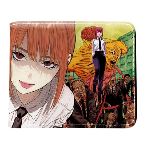 Chains-aw Man Brieftasche Anime, Cartoon Comics Portemonnaie Klein, PU Leder Münzbörse Wallet mit Sichtfenster(Color:Multicolor 15)