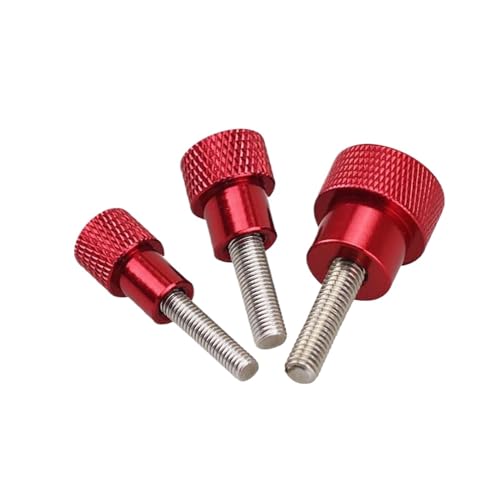 NORAZE M3 M4 M5 M6 M8 M10 Handgriffknopfschrauben Aluminiumlegierung + Edelstahl Rändelschraube Roter Griff Stufenschraube (Color : Red 5PCS, Size : M4x20-D12x12)