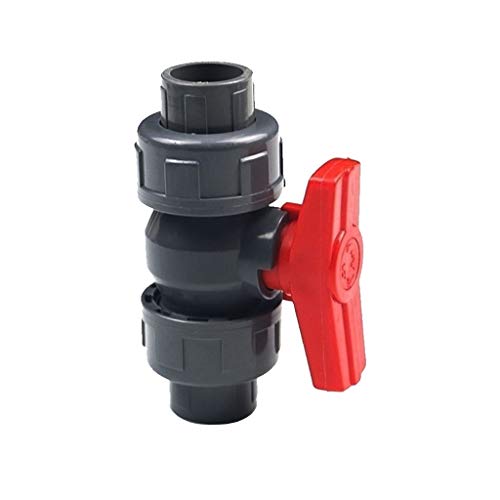 Doppelter Kugelhahn, PVC-Doppel-Union-Kugel, Innendurchmesser 20 mm bis 50 mm, PVC-Rohrverschraubung, Aquarium-Adapter, Bewässerungsanschlüsse, 1 Stück(Black,25mm)