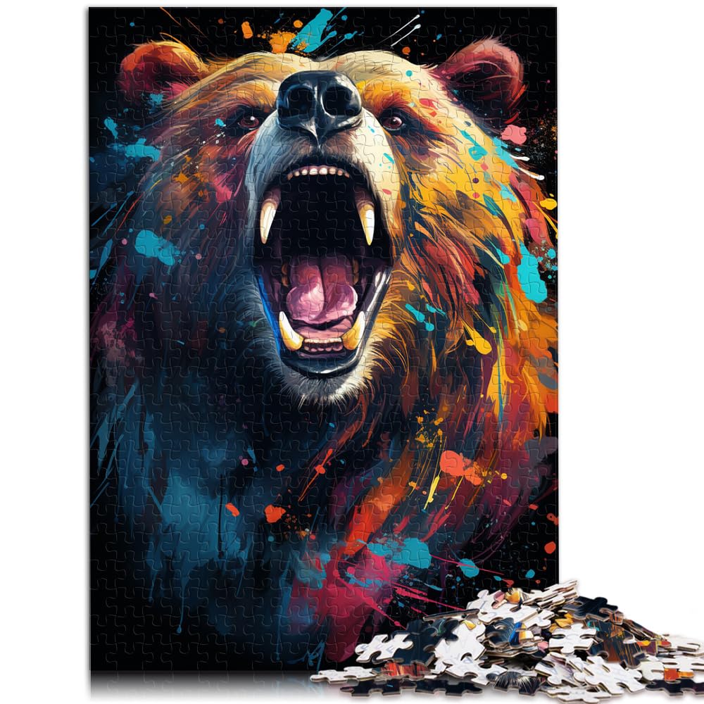 Puzzle-Geschenk, bunter Kunstbär, 1000 Teile, Puzzle für Erwachsene, Holzpuzzle, Spielzeug, Puzzle, Lernspiele, Stressabbau-Puzzle, 1000 Teile (50 x 75 cm)