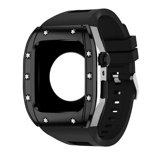 TONECY Correa Modifikationsset, Silikonarmband für Apple Watch, 44 mm, 45 mm, Metall-Schutzhülle, Armband für Apple Watch Serie 8, 7, 6, 5, 4 SE (Farbe: F, Größe: 44 mm)