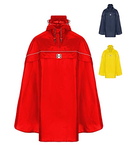 HOCK Fahrrad Regenponcho mit Kapuze inkl. Sichtfenster - Fahrradponcho Wasserdicht mit Reflektoren - Herren Damen Regenschutz - Optimales Regencape zum Mitnehmen für alle Biker - Rot - L