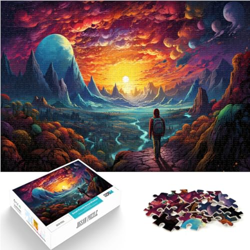 Puzzle-Geschenk, farbenfroher und Psychedelischer, wunderschöner Rundgang, lustiges Puzzle für Erwachsene, 1000-teiliges Holzpuzzle, Heimdekoration, 1000 Teile (50 x 75 cm)