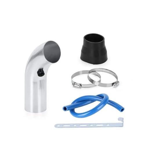 Induktion Schlauch Kit 3" 76mm Auto-Kaltluftansaugsystem Turbo-Ansaugrohr-Rohrsatz Mit Luftfilterkegel High Flow Performace Racing Pipe Komplettset Auto Luftansaug(Short Silver)