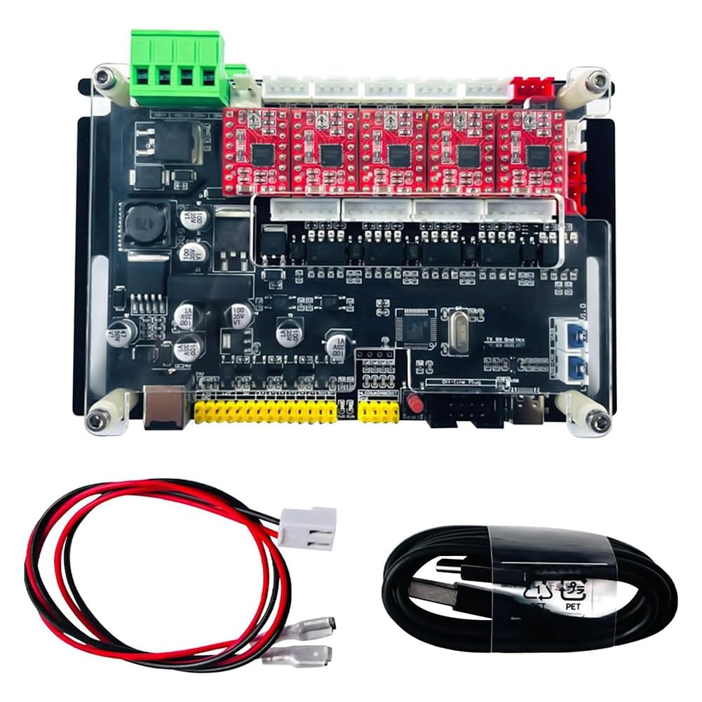 Kiudduy Graviermaschinen-Steuerplatine 4-Achsen-MCU-Steuerplatine DC 24V-5A Reserve 24V, 12V, 5V-Stromausgangsanschluss DIY