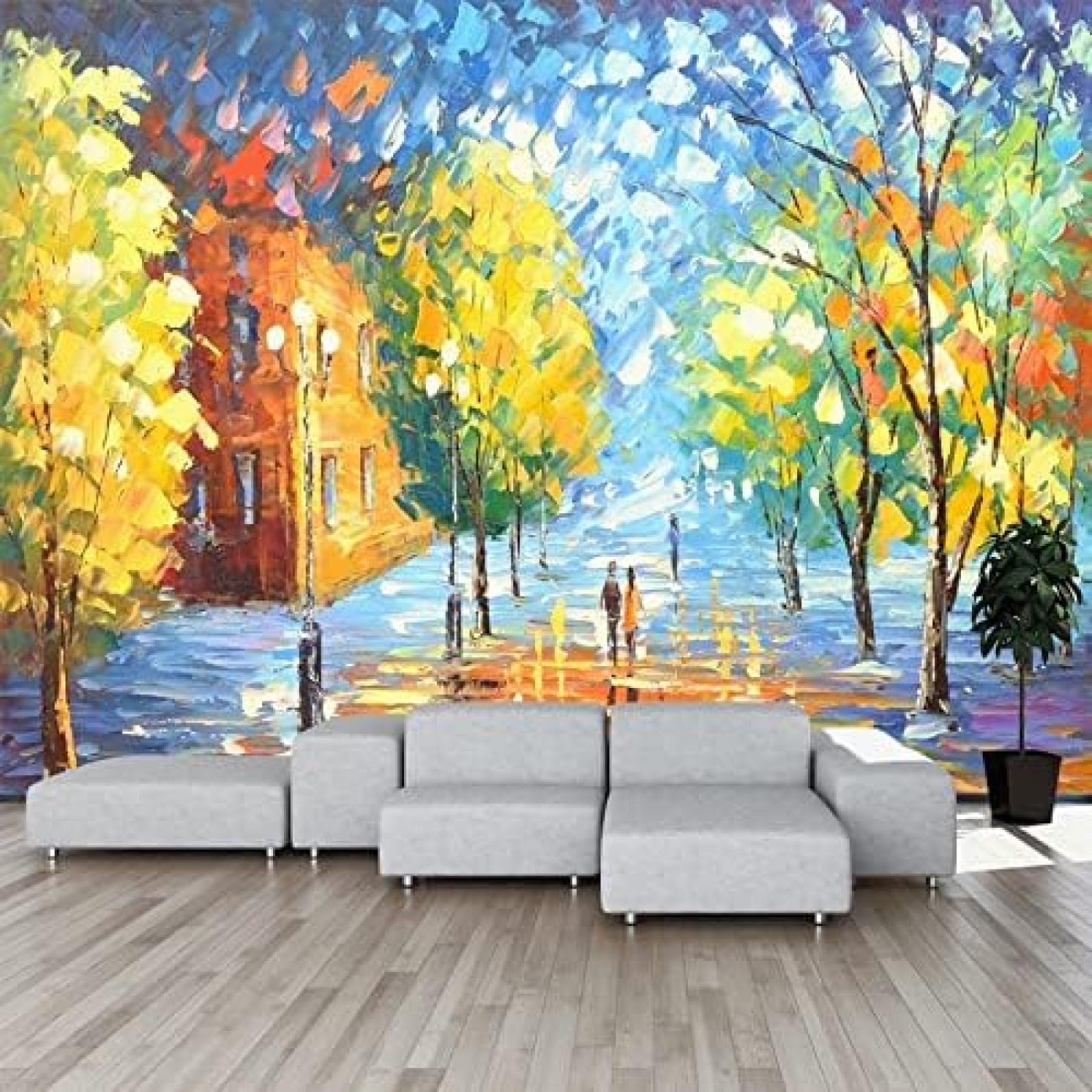 XLMING Abstrakte Straßenlandschaft Ölgemälde 3D Tapete Wohnzimmer Sofa Schlafzimmer Esszimmer Home Dekoration Wand-300cm×210cm