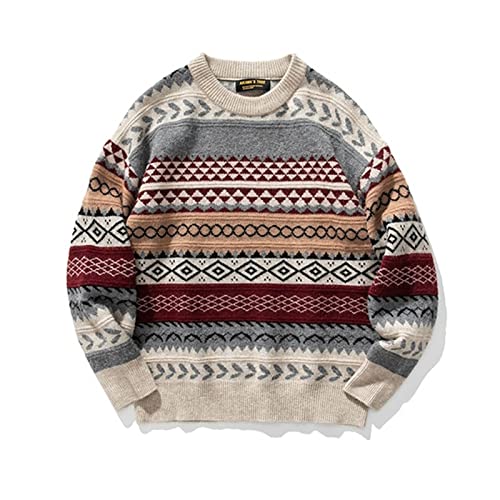 FFNUM Herrenpullover Gestrickte gestreifte Vintage Pullover Männer Kleidung Pullover Männer Pullover Casual Herren Pullover Strick M-2XL. Casual Pullover für Herren (Color : B, Size : M)