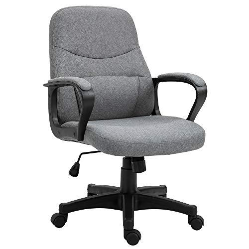 Vinsetto Bürostuhl mit Massagefunktion ergonomischer Computerstuhl mit USB-Schnittstelle höhenverstellbarer Massage Schreibtischstuhl im Leinendesign 59 x 63 x 92-101 cm Grau